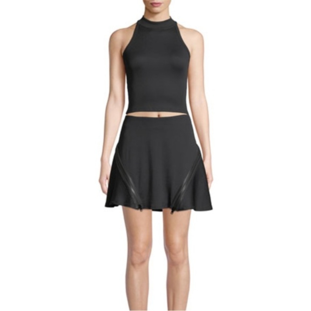 OPEN CEREMONY ZIP FLARE RIBBED BLACK TWEET SKATERS SKIRT S - Picture 2 of 9